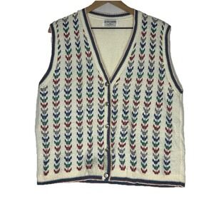 Vintage Alfred Dunner Sweater Vest Women's XL Retro Multicolor Chevron Knit‎ USA